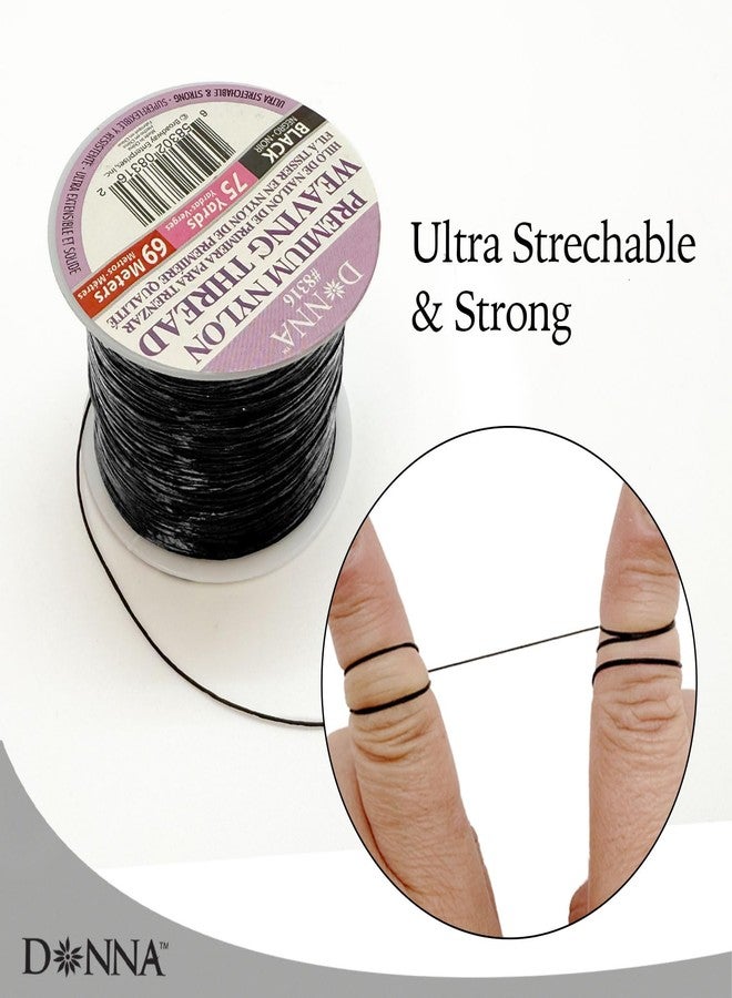 DONNA Premium Nylon Weaving Thread Spool, Black, 75 Yards, Stretchy Strong Sewing Cord, Weft Wig Braid Use - Image 4